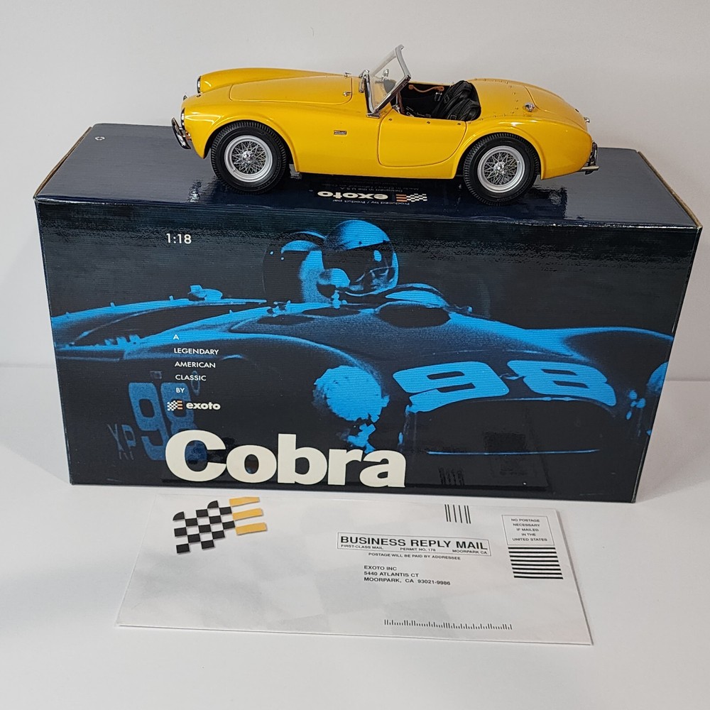 1962 Racing Legends 1:18 Yellow AC Cobra 260 Die Cast Racing Car Model Exoto