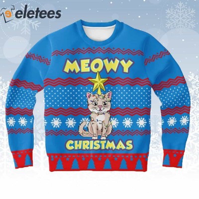 Cat Meowy Christmas Ugly Christmas Sweater Cute Cat Lover Holiday Gift