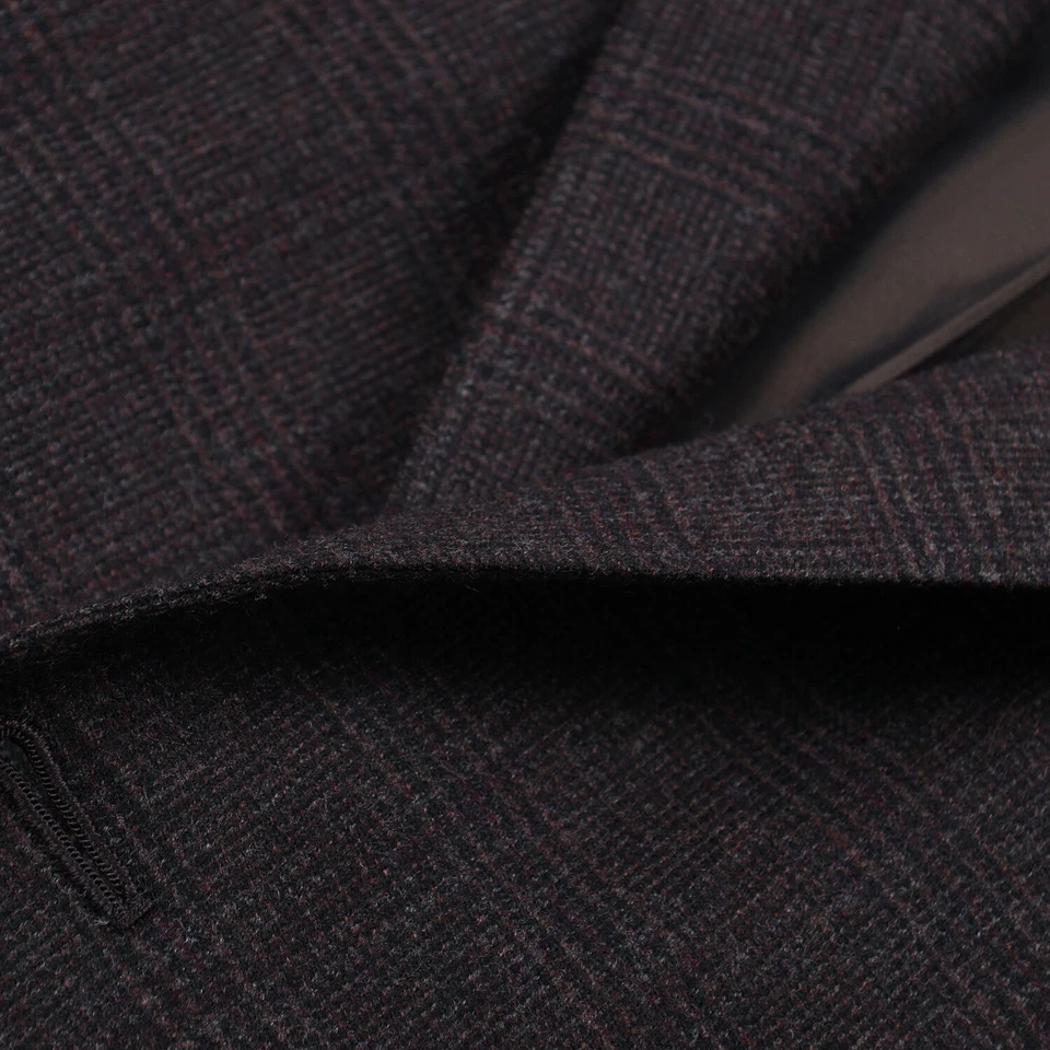 Abrigo deportivo Kiton Classic-Fit marrón oscuro a cuadros suave lana-cachemira 42S 43S corto Foto 2 de 4