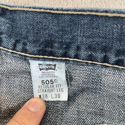 Vintage Levis 505 Jeans Men 36x30 (Tag 38) Blue Fade Regular