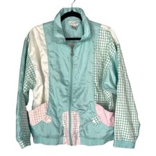 Vintage 80’s Lavon Women’s Large Full Zip Jacket/windbreaker Pastel Chekered