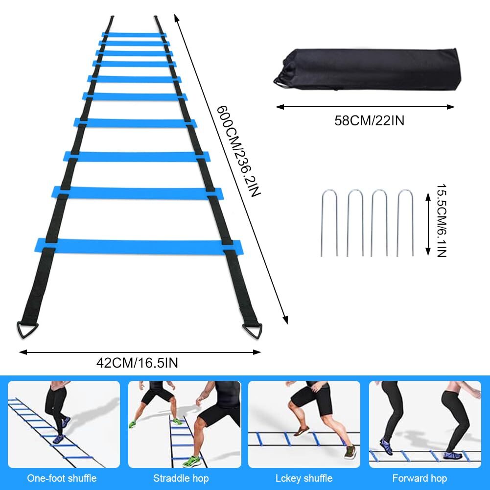 AGILITY LADDER SCALETTA ALLENAMENTO A 10 ASTE DA 60 cm + borsa per il trasporto