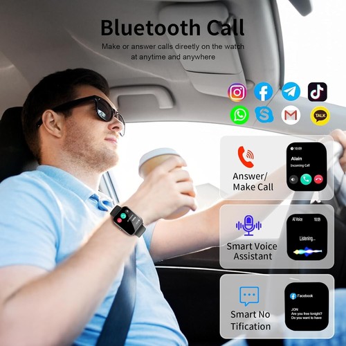 Smart Watch, Smartwatches Fitness Tracker 1.85" HD IP68 Answer/Make Calls - Picture 2 of 7