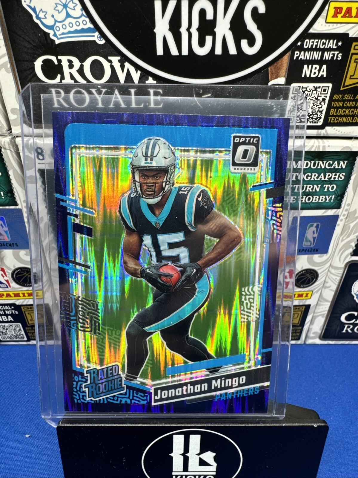 2023 Panini Donruss Optic - Rated Rookie Purple Shock Prizm #215 Jonathan Mingo