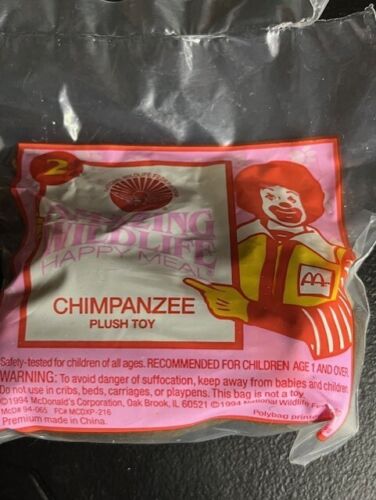 1994 Amazing Wildlife McDonalds Happy Meal Plüschtier - Asiatischer Löwe & Schimpanse - Bild 4 von 5