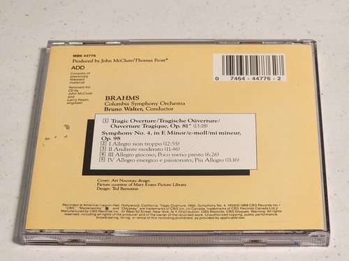Symphony 4 / Tragic Overture - Music CD - - 1989-06-23 - Sony - Picture 2 of 5