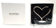 Pandora Unforgettable Moments Heart Ring Holder in Box Crystal Silver NIB O-66