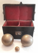 2 Bocce vintage in bronzo con valigetta, anni '60