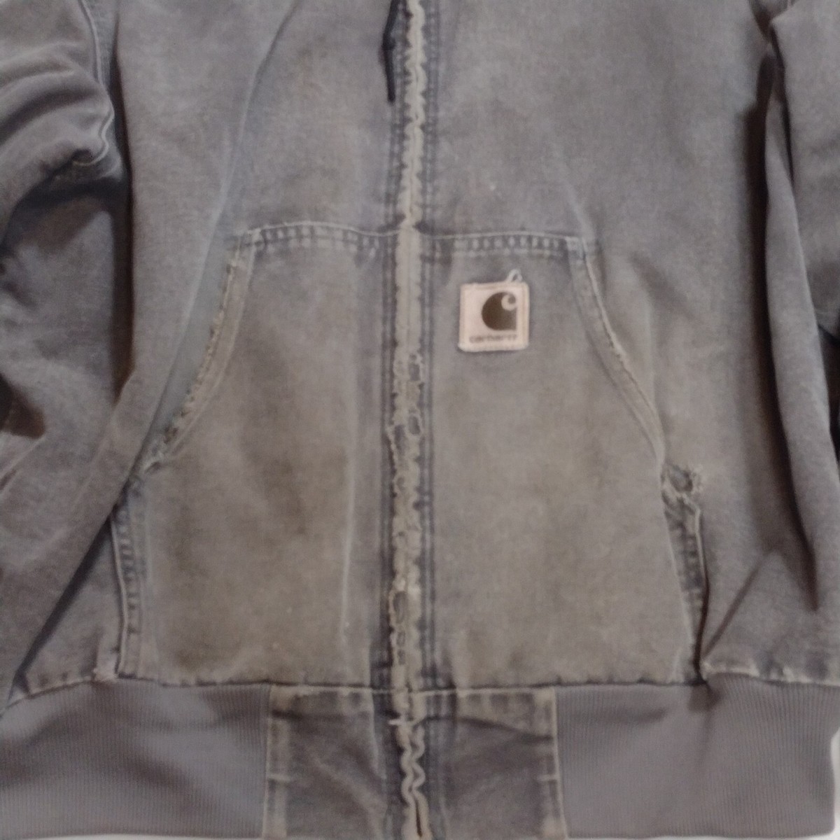 Vintage Carhartt J06 CMT Hooded Jacket Faded Gray Distressed Vintage Carhartt J06 CMT Hooded Jacket Faded Gray Distressed