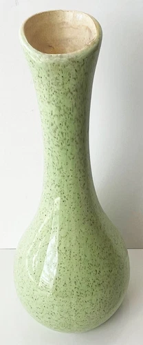 Vintage RED WING Pottery MCM Flecked Green Bud Vase # 433 Tall 7.5 Inches