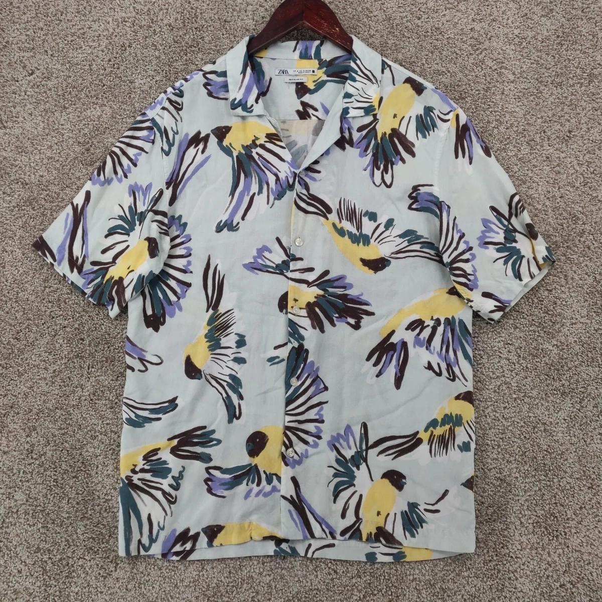 Zara man bird shirt clearance