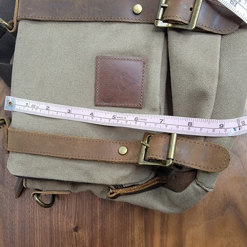 Jk Johnson Brown Canvas with Leather Handle & Trim Crossbody Bag - Picture 4 of 9