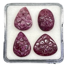 4 Pcs Natural Unheated Ruby Rare Moghul Carved Loose Gemstones Lot 25 Cts