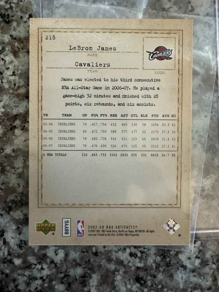 2007-08 Upper Deck Artifacts - Exclusives #218 LeBron James - Image 2 of 3