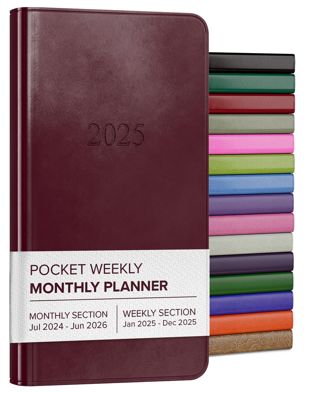 Gallery Leather Pocket Weekly Monthly Planner 2025 Elegantly Bound Calendar P...