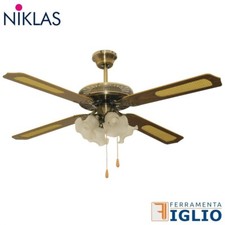 Ventilatore da a Soffitto Lampadario con 4 Luci Pale Ø 132cm 60W 3 Velocità