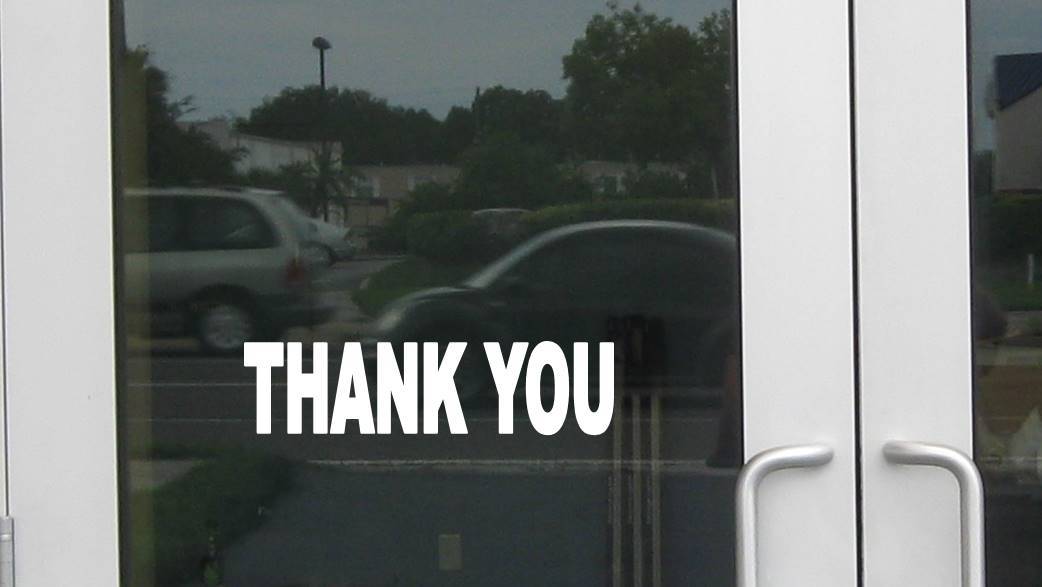 Thank You J873 8 inch wide Sticker business store sign Decal | eBay