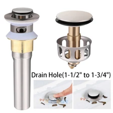 Pop Up Drain Bathroom Faucet Vessel Vanity Sink Drain Stopper Built-In Strainer