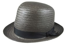 Stetson Derby Grey Straw Hat Fedora Size Medium R Oval