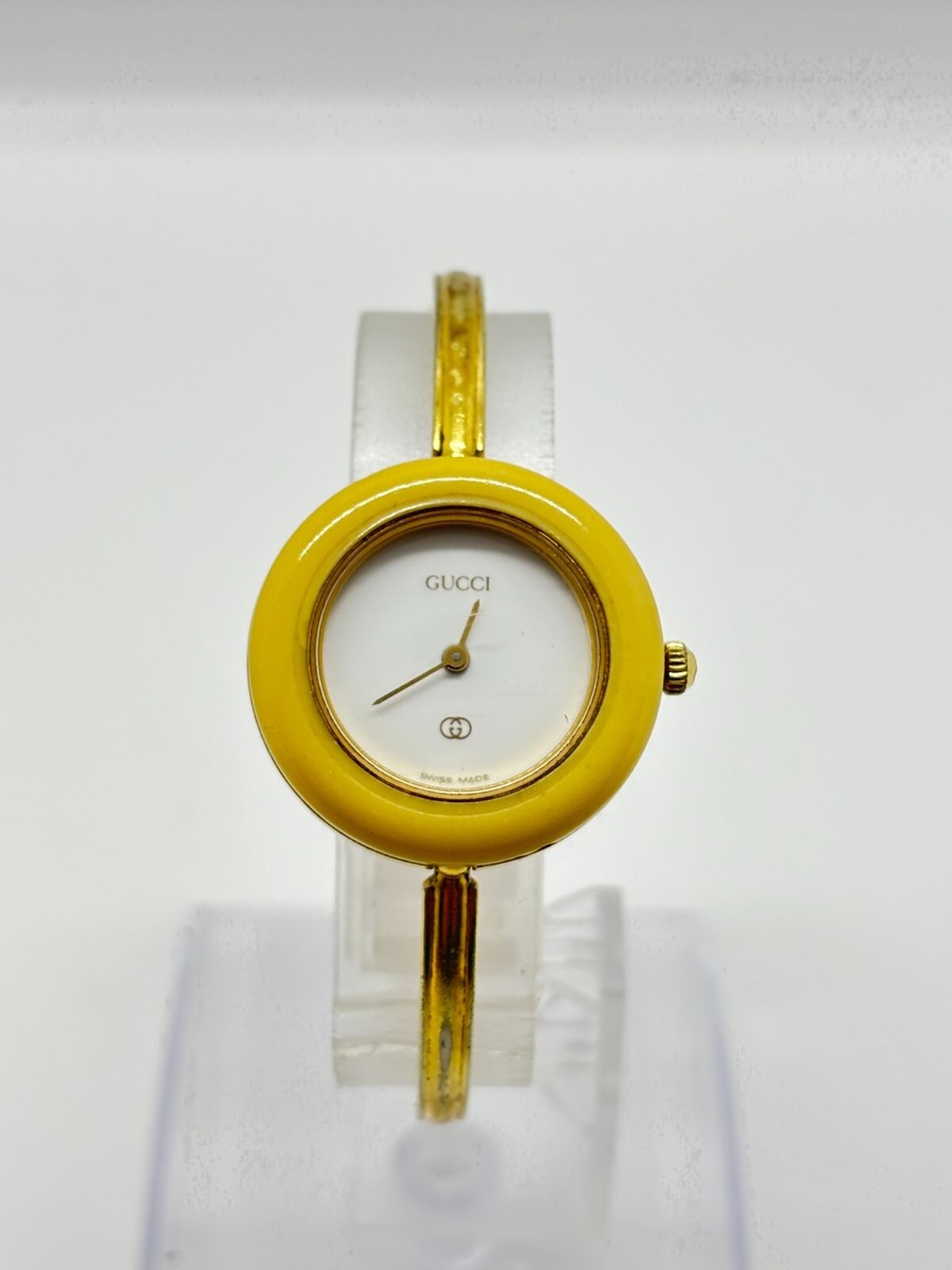 Exc+5] Gucci 1100-L Change Bezel White Dial Quartz Watch Metal