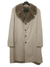 Vtg LONDON FOG Imaginit Beige Faux Fur Collar/ Lined Coat Men's 42L 50 actual 