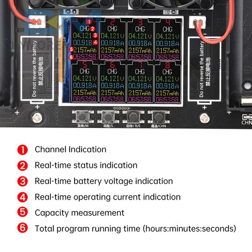 8CH 18650 Battery Capacity Internal Resistance Tester Auto Charging Discharge - Picture 20 of 24
