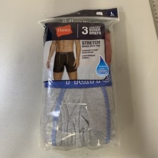 Mens Large Hanes Comfort Flex Fit Tagless Boxer Briefs 3-Pack Gray Blue Red