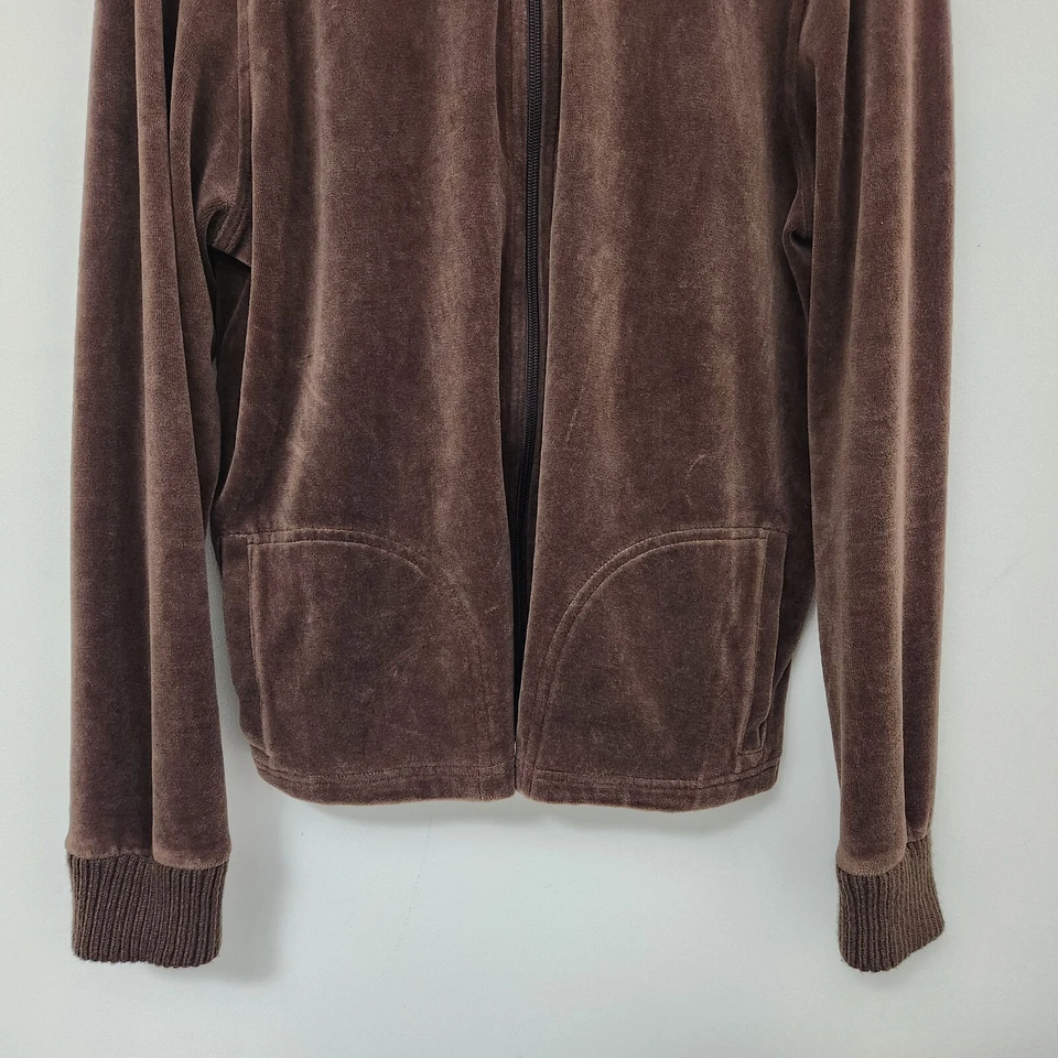 Moletom feminino KIM ROGERS marrom com zíper completo manga longa tamanho G - Imagem 3 de 4