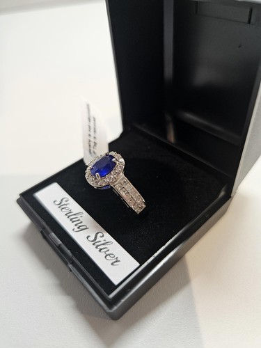 Premium vietnamesischer kobaltblauer Spinell & weißer Zirkon 1,30 ct / Damenring / M - Bild 6 von 8