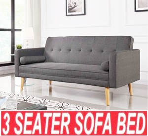 Details About New 350 Grey Sofa Bed Fabric 3 Three Seater Lounge Office Couch Futon