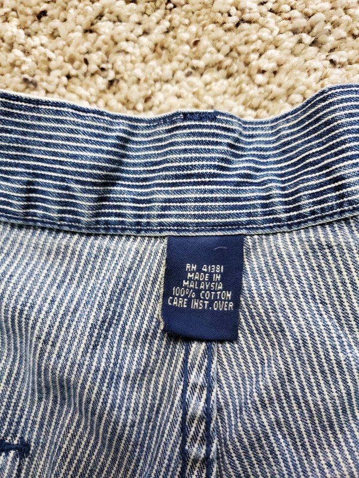 Винтажные мужские спортивные рабочие шорты Polo 40 в синюю полоску мешковатые плотник хлопок Y2K - Изображение 4 из 4