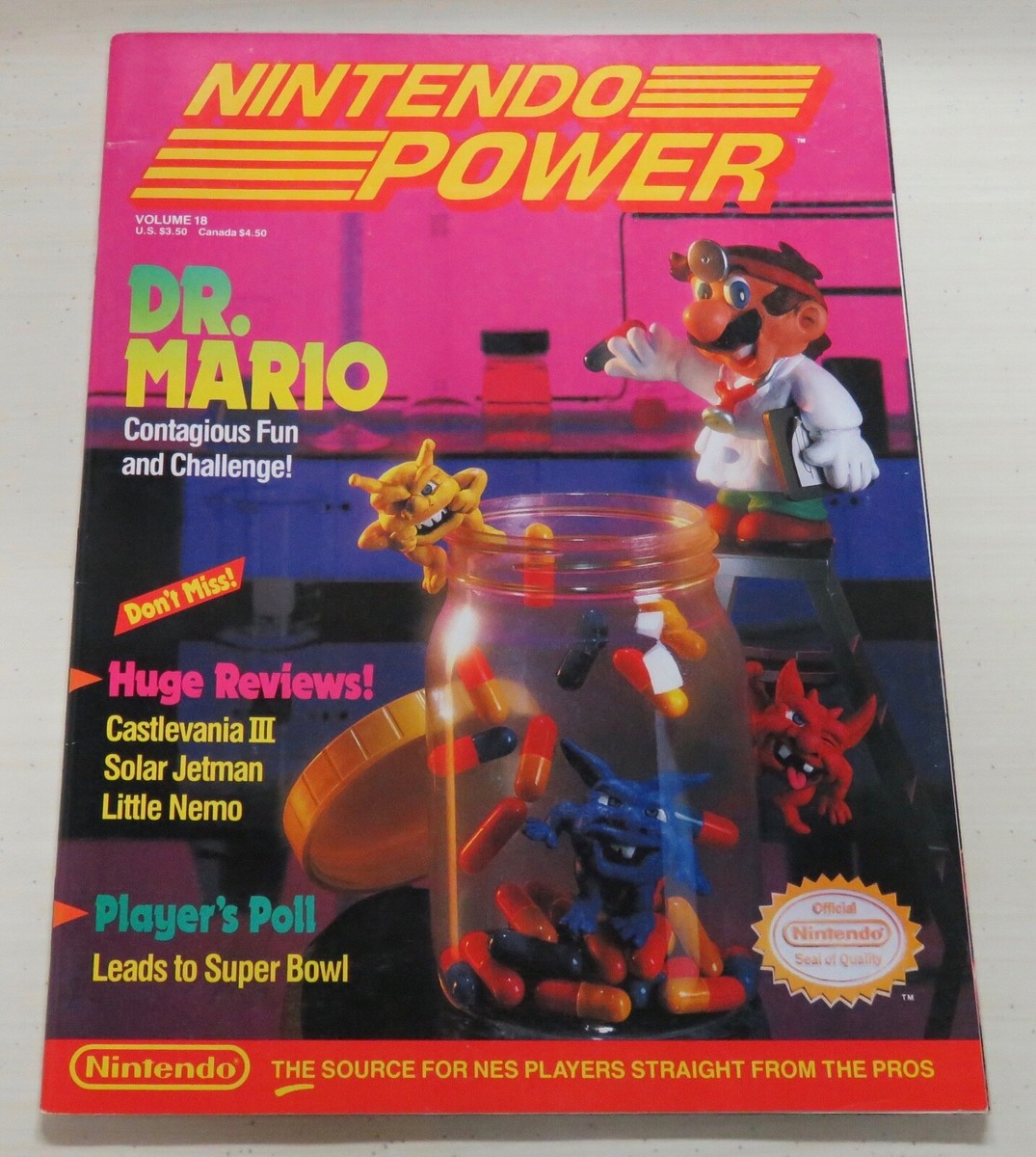 Nintendo Power Magazine 1990 # 18 NES Dr. Mario Complete Poster