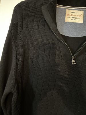 Weatherproof Original Vintage 100% Cotton Pullover Black Long Sleeved 