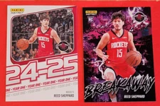 REED SHEPPARD ROOKIE INSTANT CARD #1/613 + 24-25 BREAKAWAY RC #1/1355 ROCKETS