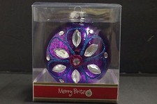 4" Shiny Brite Glass Christmas Ornament Ball HANDCRAFTED Purple