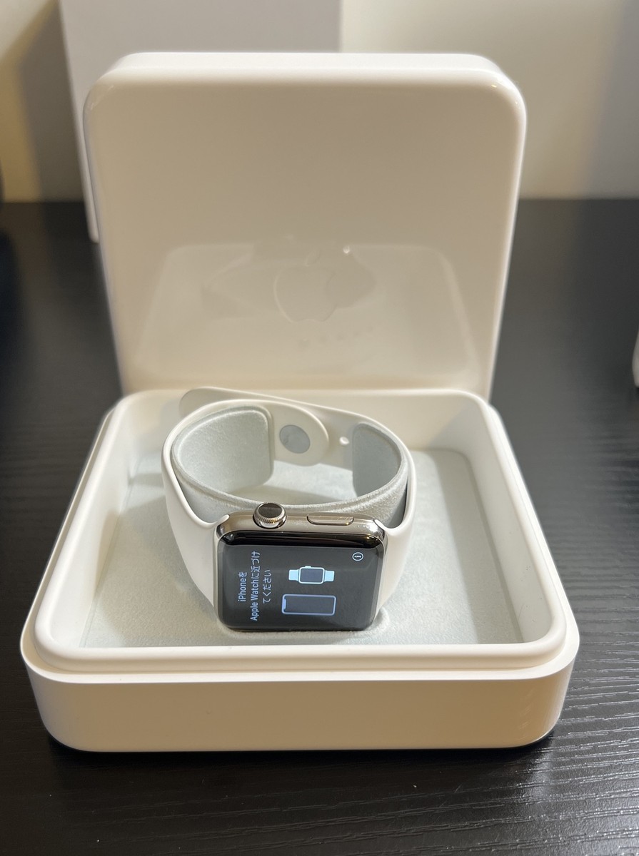 Apple Watch Series 2 42mm Stainless Steel Case White Sport Band