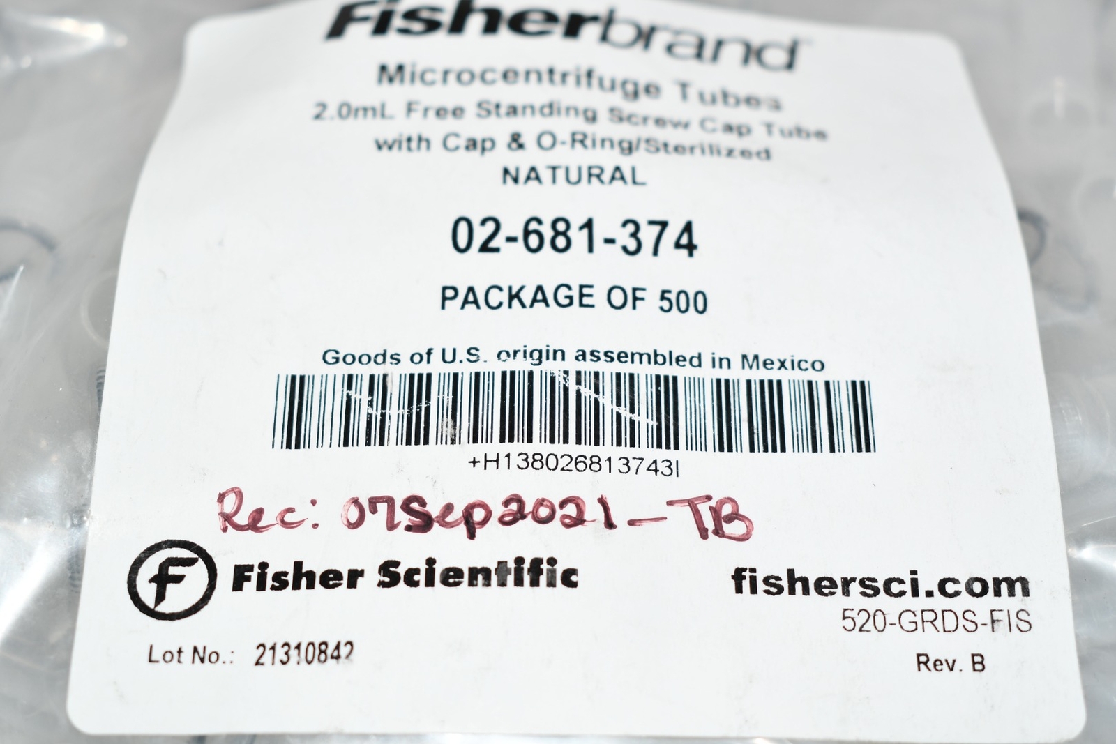 NEW Fisher Scientific 02681374 Fisherbrand Sterile Microcentrifuge