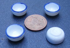 Dolls House Ceramic Bowls 4 Blue And White 1.5cm Diameter 1:12 Scale B107 tumdee