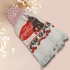 Vintage Coca Cola Linen Kitchen Towel Coke Cherry Design Soda Advertising Tag