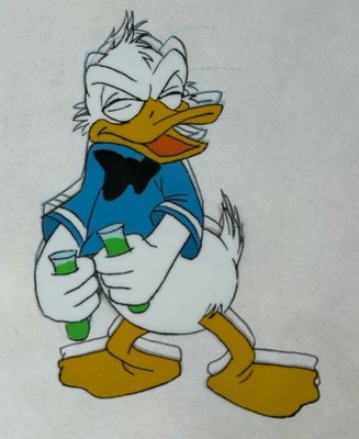 Walt Disney Donald Duck Cel w/matching pencil Drawing W/COA Careers EPCOT 80 s