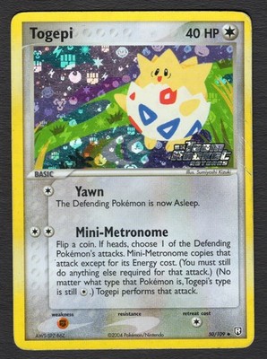 Togepi 50/109 Uncommon Ex Team Rocket Stamped MHP Pokemon Card HQ Scan Card 1