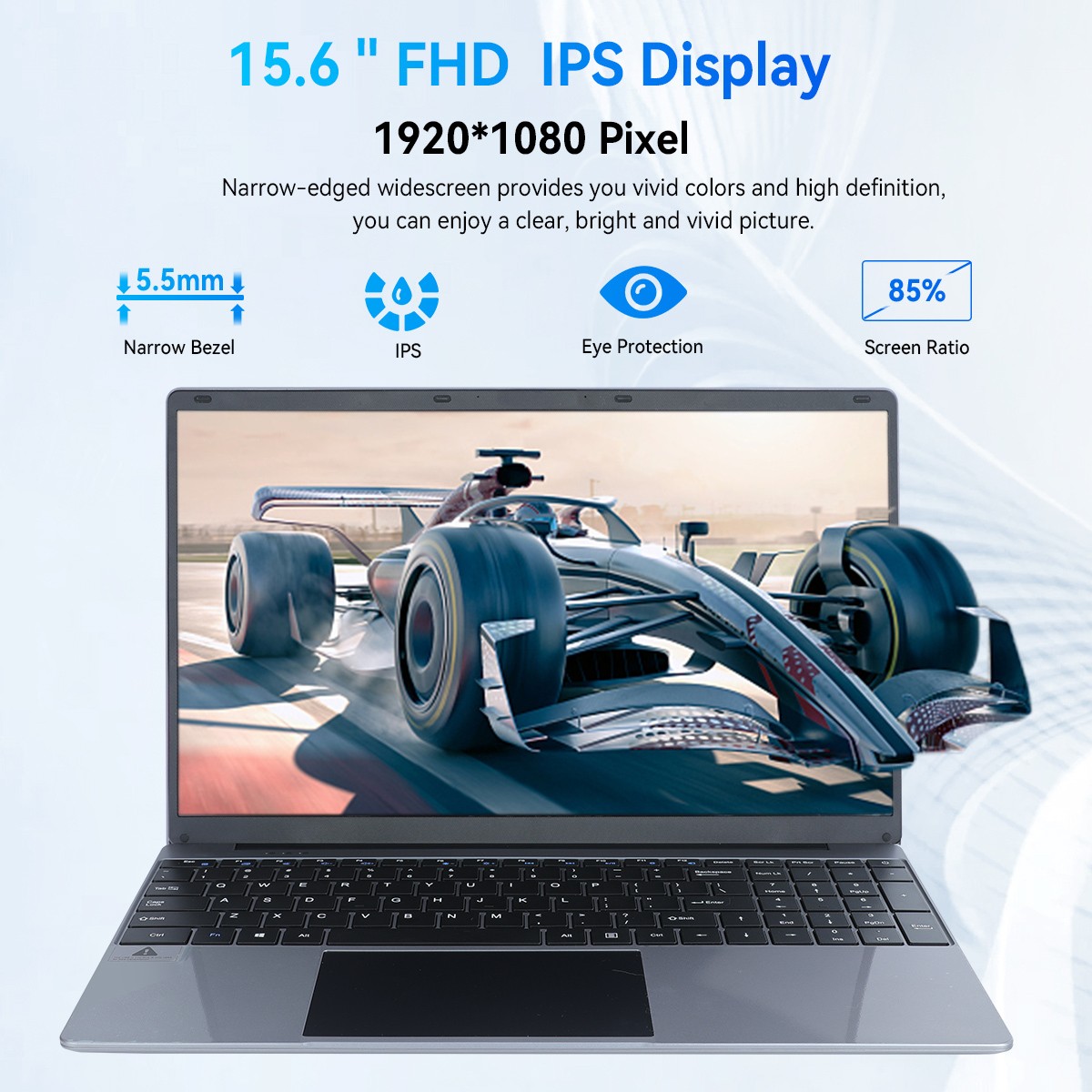 Netbook con Windows 11 de 15.6" FHD, Intel Celeron N5095, 16GB RAM, SSD de 512GB, laptop para PC, imagen 5