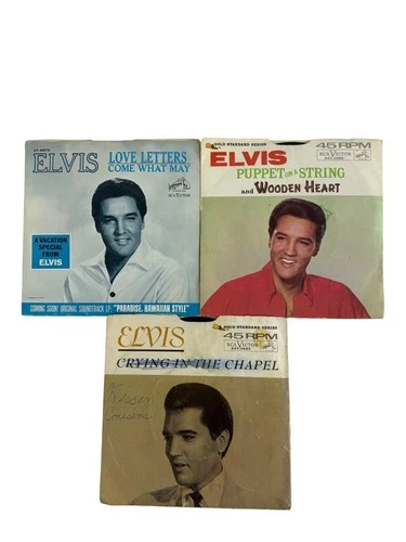Elvis Presley Wooden Heart RCA Victor 45 RPM Singles Lot of 3 w Picture Sleeves