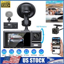 Car Dual Lens Dash Cam 1080P DVR Recorder Front,Rear,Inside Camera Night Vision