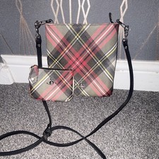 Vivienne Westwood Tartan Canvas Crossbody Bag Zip with Coin Purse Small