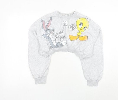 Primark Damen Grau XS Crop Sweatshirt Tweety & Bugs Warner Bros