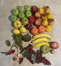 Lot Of 38 Realistic Fake Fruit Apples Bananas Grapes Pears Lemons Ect. 4lbs