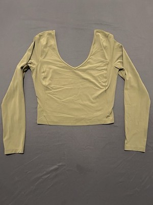 Lululemon Align Long Sleeve Top Women 6 Green Nulu Cropped Yoga Stretch Soft Gym