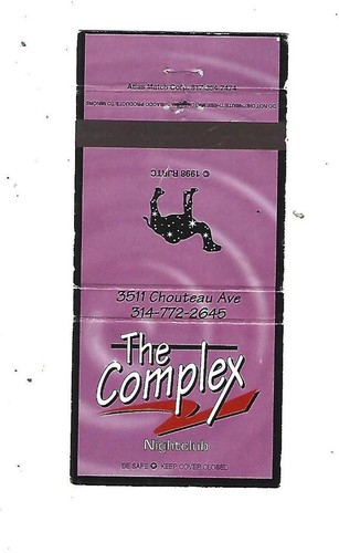 The Complex - St. Louis   Matchcover   Gay Nightclub    Closed 2011