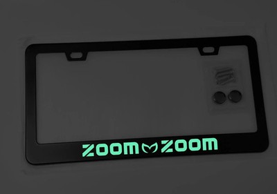 Glowing Zoom Zoom Mazda M Logo Black Metal License Plate Frame W Screws
